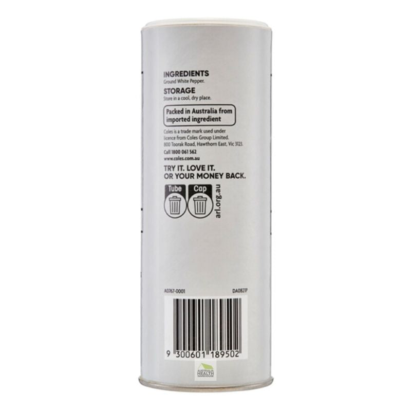 [Expiry Date: 17/04/2027] Coles Ground White Pepper 100g