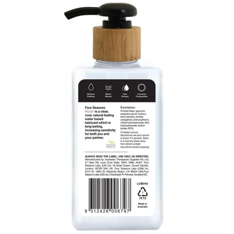 [Expiry: 11/2028] Four Seasons Nude Water-Based Lubricant 200mL