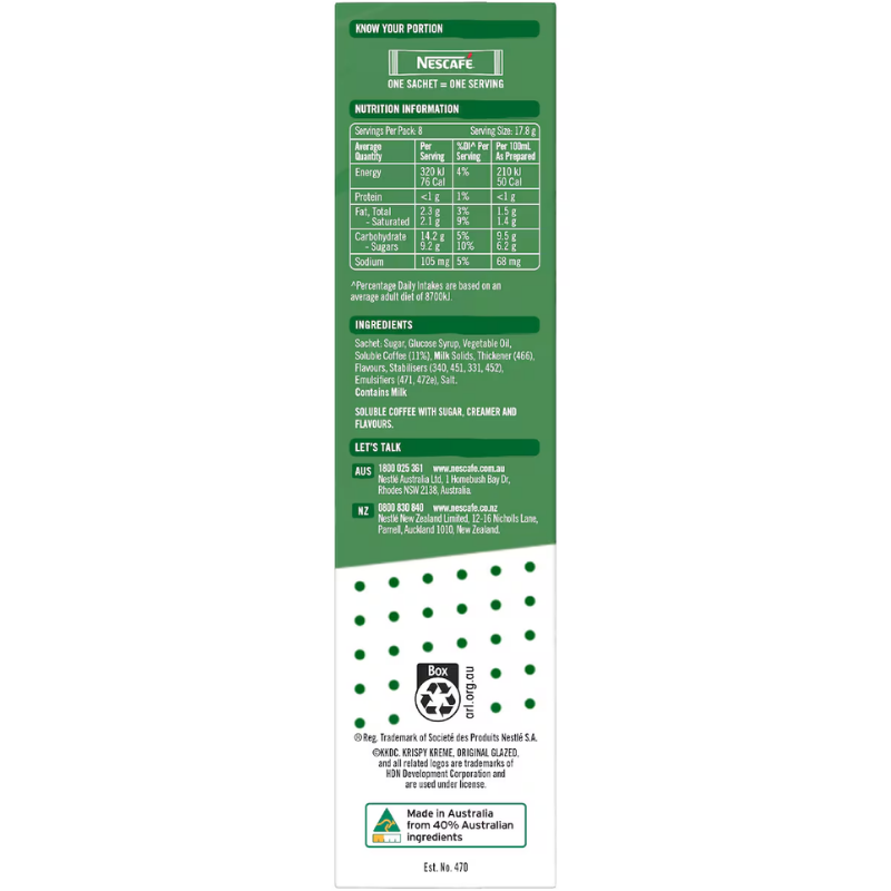 [Expiry Date: 04/2027] Nescafe Krispy Kreme Doughnut Latte Sachets 8 Pack
