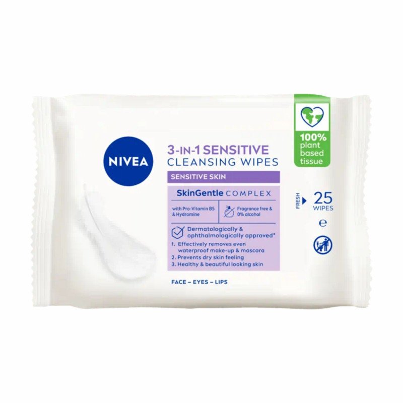 [Expiry Date: 22/09/2028] Nivea 3-in-1 Sensitive Cleansing 25 Wipes