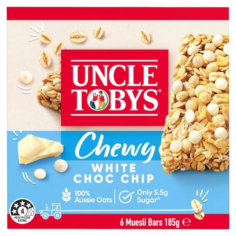 [Expiry Date: 11/01/2027] Uncle Tobys Muesli Bars Chewy White Choc Chip 6 Pack 185g