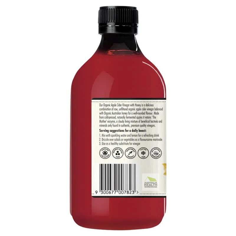 [Expiry: 01/2027] Barnes Naturals Organic Apple Cider Vinegar with the Mother + Organic Honey 500mL