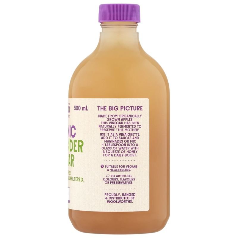 [Expiry: 03/10/2027] Woolworths Macro Organic Apple Cider Vinegar 500mL