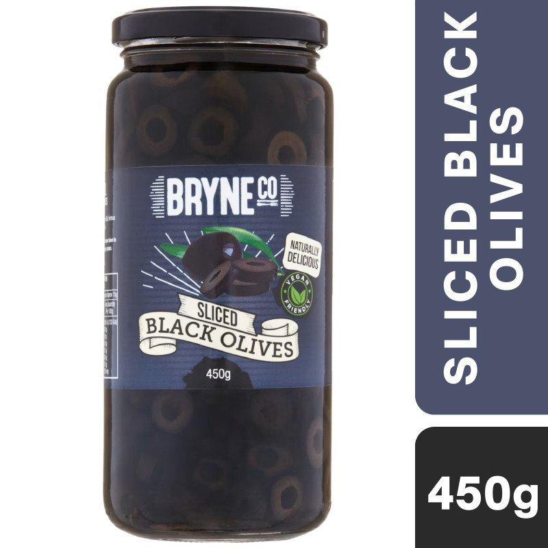 [Expiry Date: 15/09/2028] Bryne Co Sliced Black Olives 450g