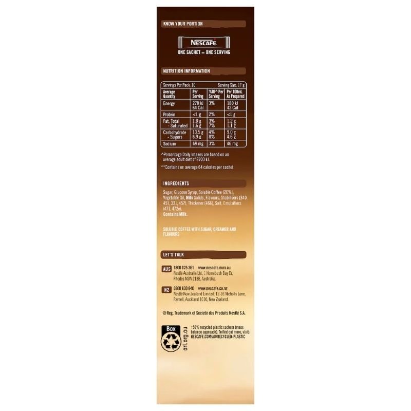 [Expiry Date: 04/2027] Nescafe Double Shot Caramel Latte Coffee Sachets 10 Pack