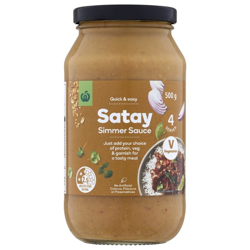 [Expiry Date: 22/01/2027] Woolworths Satay Simmer Sauce 500g