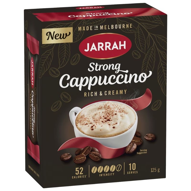 [Expiry Date: 27/04/2027] Jarrah Strong Cappuccino Sachets 10 Pack 125g