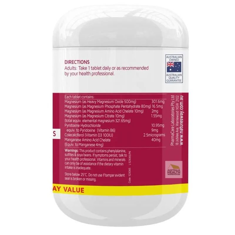 [Expiry: 04/2028] Nature's Way High Strength Magnesium 300 Tablets