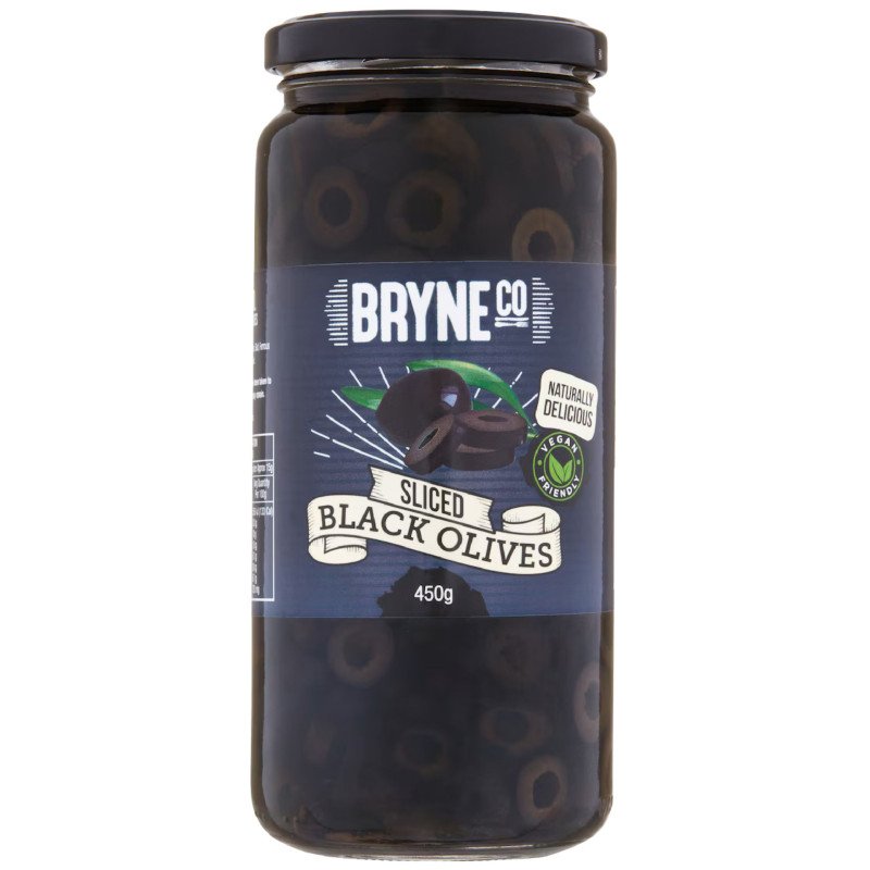 [Expiry Date: 15/09/2028] Bryne Co Sliced Black Olives 450g