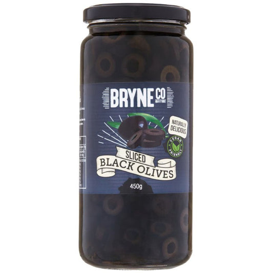 [Expiry Date: 15/09/2028] Bryne Co Sliced Black Olives 450g