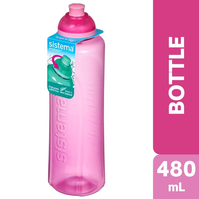 Sistema Hydrate Twist & Sip Bottle Assorted 480mL (PINK)