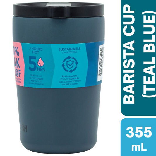 Smash Blue Stainless Steel Barista Cup 355mL (TEAL BLUE)