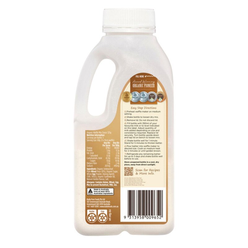 [Expiry Date: 16/09/2027] Kialla Organic Waffle Pancake Shake Mix Classic 325g