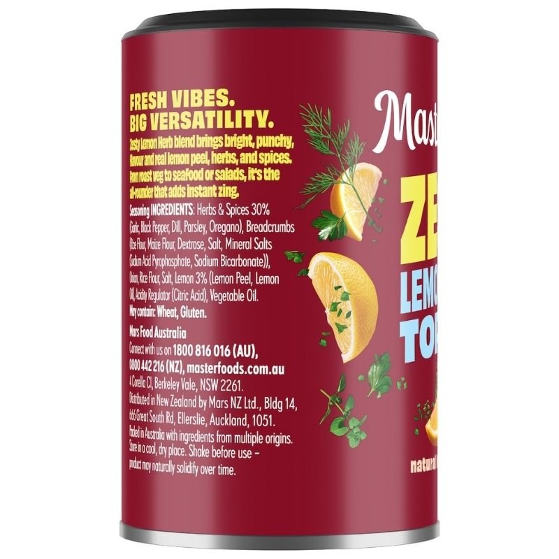 [Expiry Date: 15/09/2027] Masterfoods Zesty Lemon Herb Topper Seasoning Can 50g
