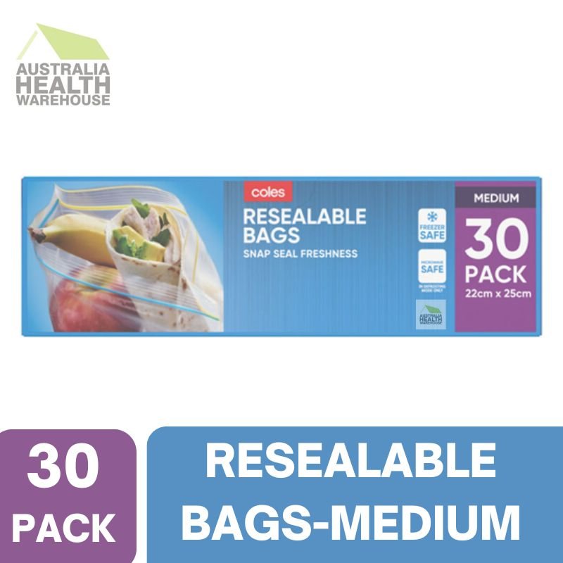 Coles Resealable Storage Bags Medium 30 Pack
