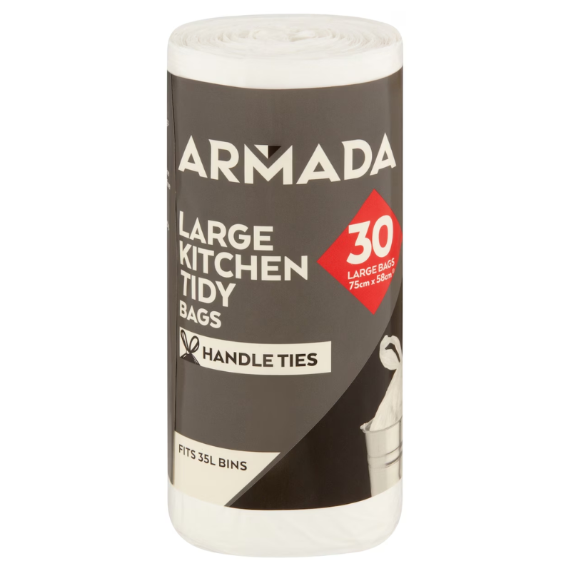 Armada Kitchen Tidy Bags With Handle Ties Large Roll 30 pack