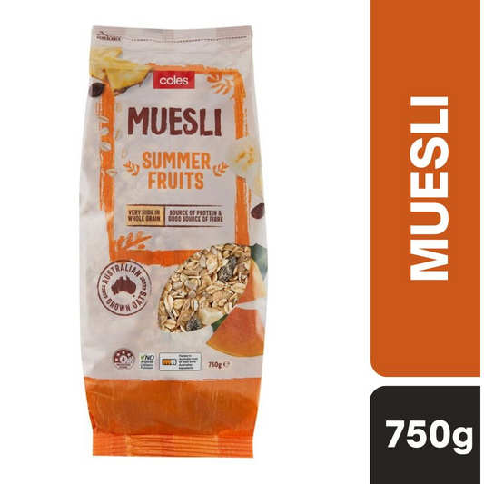 [Expiry Date: 06/10/2026] Coles Muesli Summer Fruits 750g