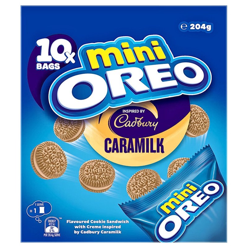 [Expiry Date: 23/04/2027] Oreo Mini Cookies Cadbury Caramilk Bags 10 Pack 204g
