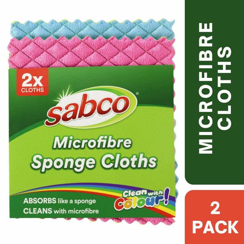 Sabco Microfibre Sponge Cloths Assorted 2 pack