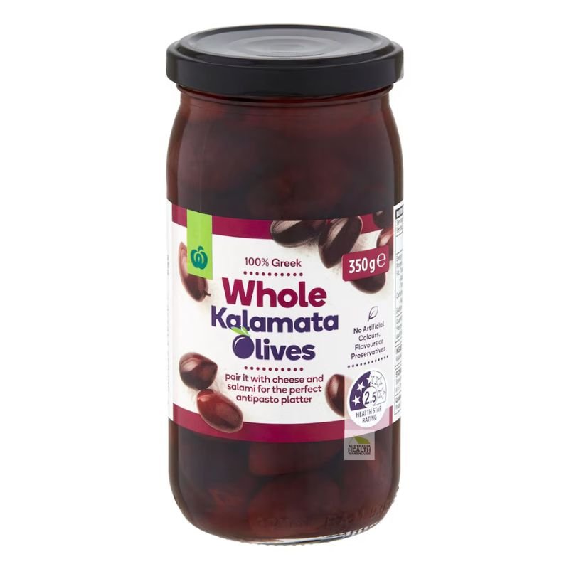 [Expiry: 02/09/2027] Woolworths Whole Kalamata Olives 350g