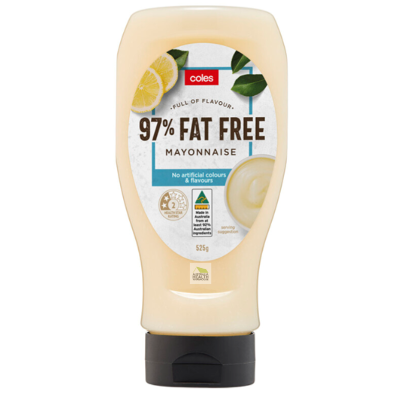 [CLEARANCE Expiry Date: 22/05/2026] Coles 97% Fat Free Mayonnaise 525g