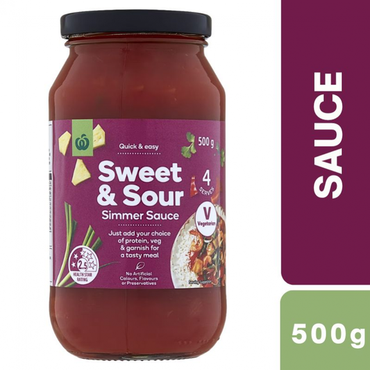 [CLEARANCE Expiry Date: 06/08/2026] Woolworths Sweet & Sour Simmer Sauce 500g