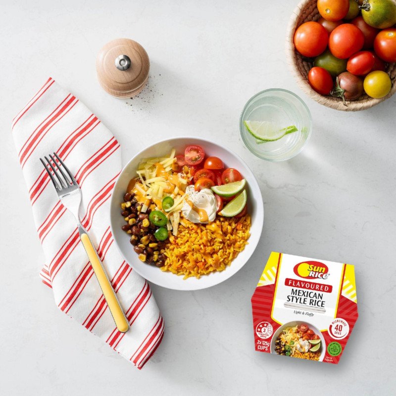 [CLEARANCE Expiry Date: 23/08/2026] Sunrice Microwave Flavoured Mexican Style Rice Cups 2 x 125g