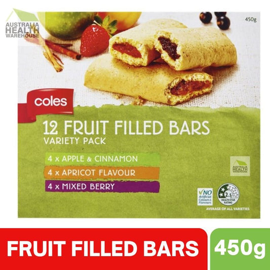 Coles Fruit Filled Bars 12 Variety Pack 450g
