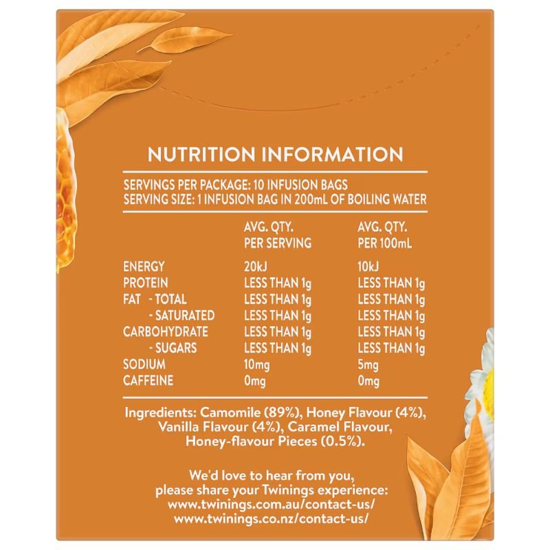 [Expiry: 02/08/2028] Twinings Camomile Honey And Vanilla Infusions Tea Bags 10 pack