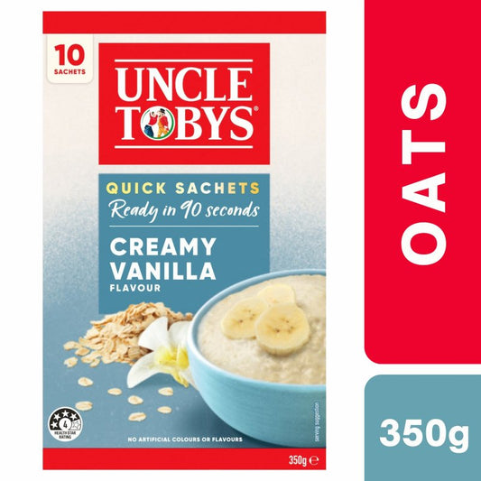 [Expiry Date: 29/01/2027] Uncle Tobys Oats Quick Sachets Creamy Vanilla 10 Pack 350g