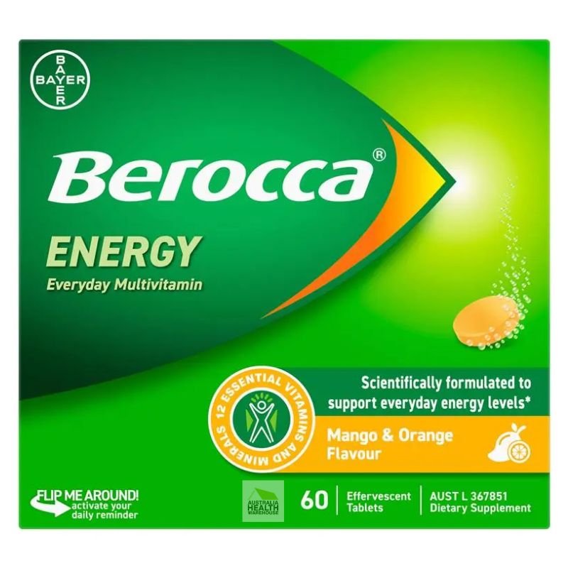 [Expiry: 07/2028] Berocca Energy Mango & Orange 60 Effervescent Tablets