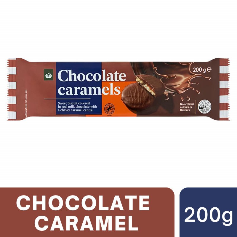 [Expiry Date: 20/10/2026] Woolworths Chocolate Caramels Biscuits 200g