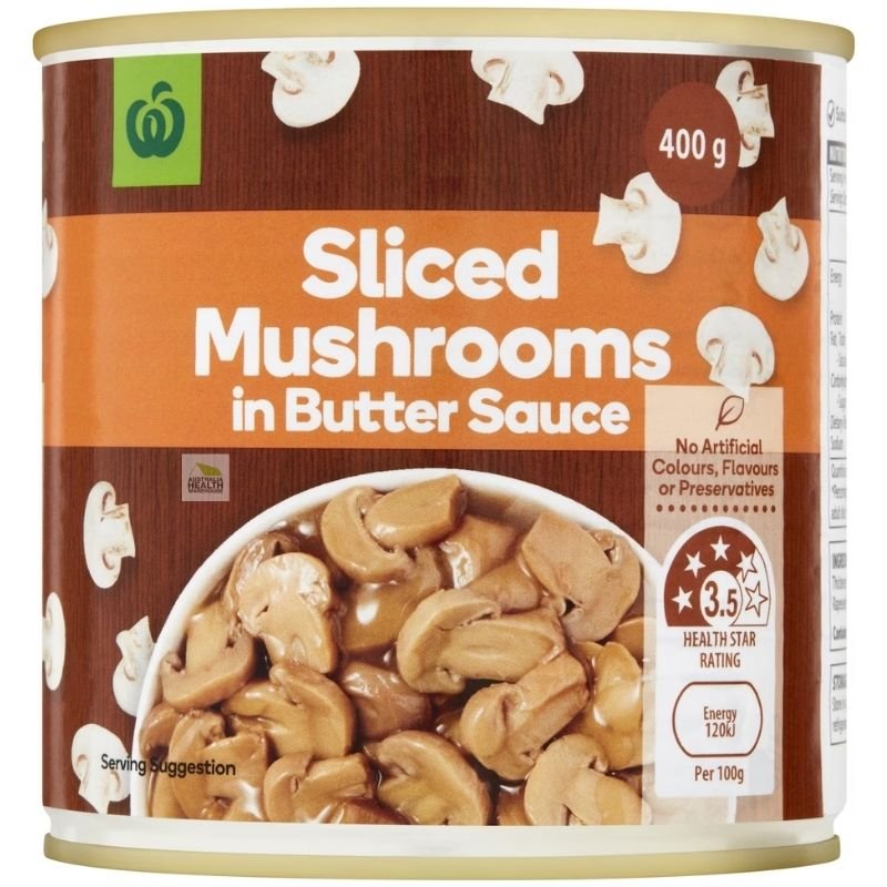 [Expiry: 01/04/2027] Woolworths Mushrooms In Butter Sauce 400g