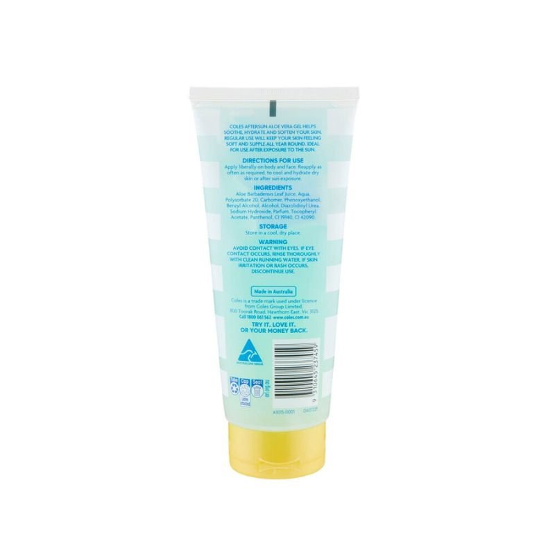 Coles Aftersun Aloe Vera Gel Tube 200mL