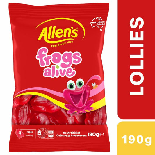 [Expiry: 02/2027] Allen's Frogs Alive Lollies 190g