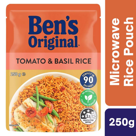 [Expiry Date: 25/01/2027] Ben's Original Tomato & Basil Rice Microwave Rice Pouch 250g
