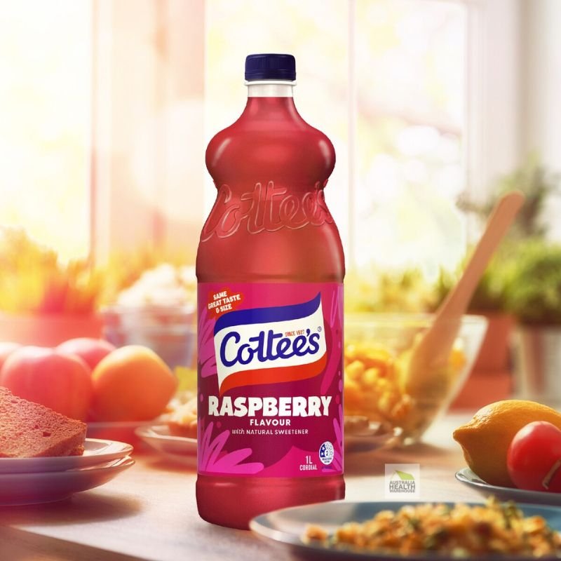 [Expiry: 07/10/2026] Cottee's Raspberry Cordial Bottle Raspberry 1 Litre