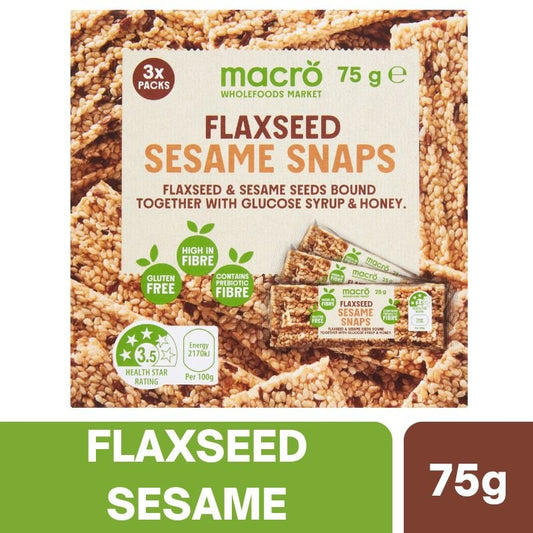 Woolworths Macro Flaxseed Sesame Snaps 3 x 25g Pack