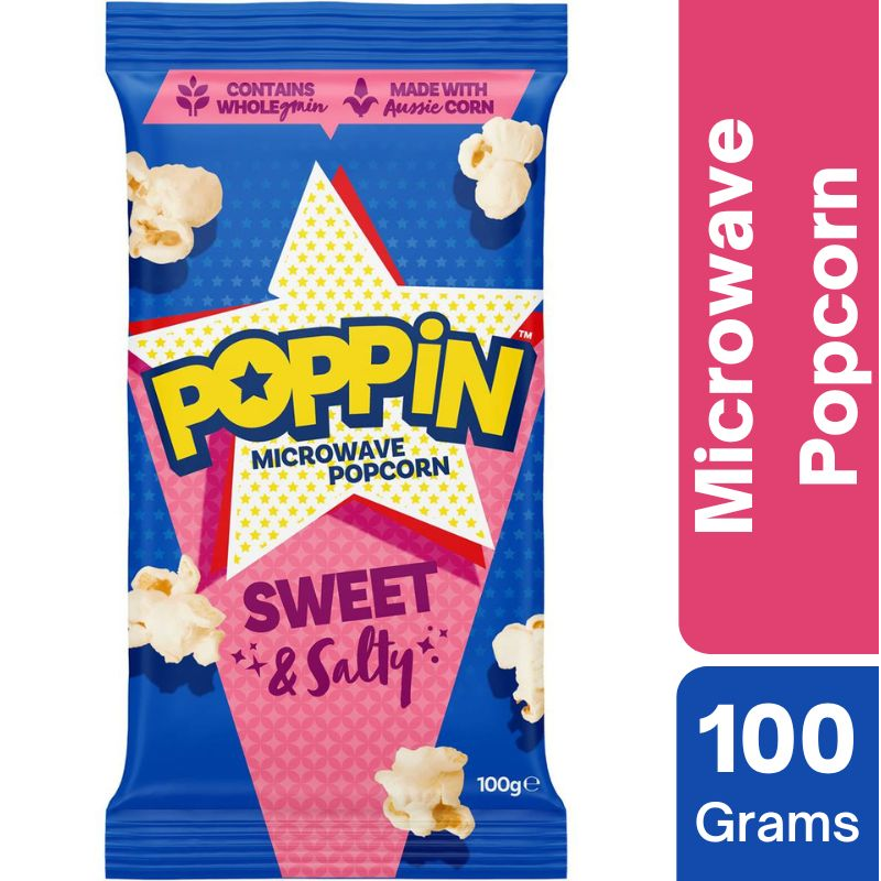 [Expiry Date: 19/11/2026] Poppin Microwave Popcorn Sweet & Salty Flavour 100g
