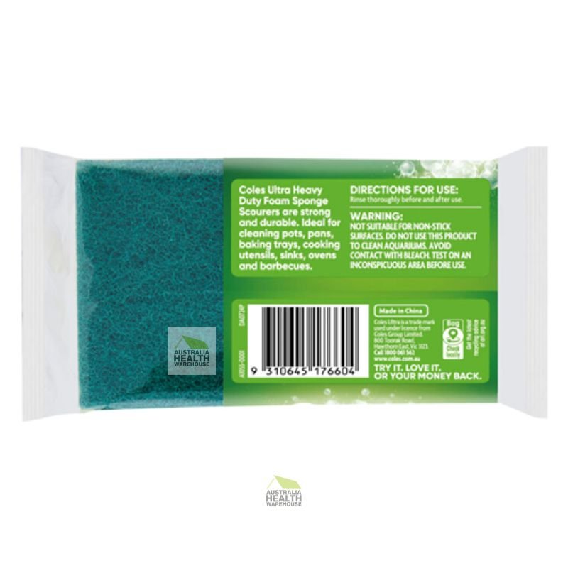 Coles Ultra Heavy Duty Sponge Scourer 3 Pack