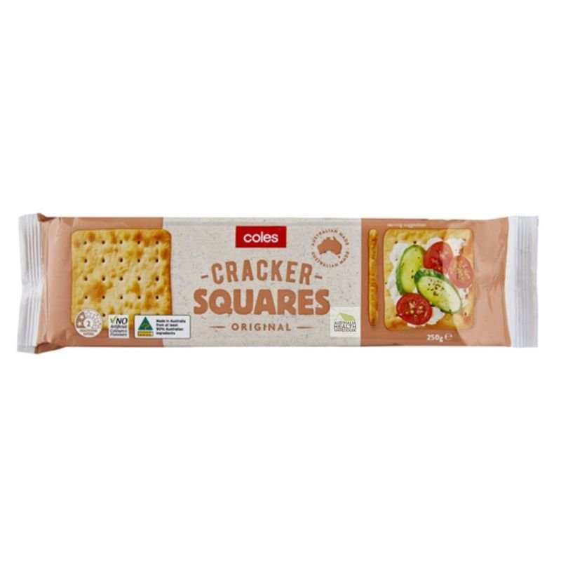 [CLEARANCE Expiry: 02/04/2026] Coles Cracker Squares 250g