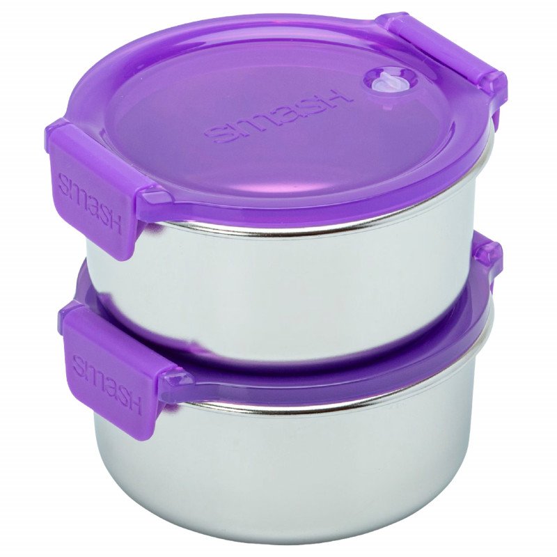 Smash Blue Stainless Steel Snack Pots 2 x 200mL (purple)