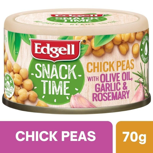 [Expiry Date: 30/06/2028] Edgell Snack Time Chickpea Olive Oil Garlic & Rosemary 70g
