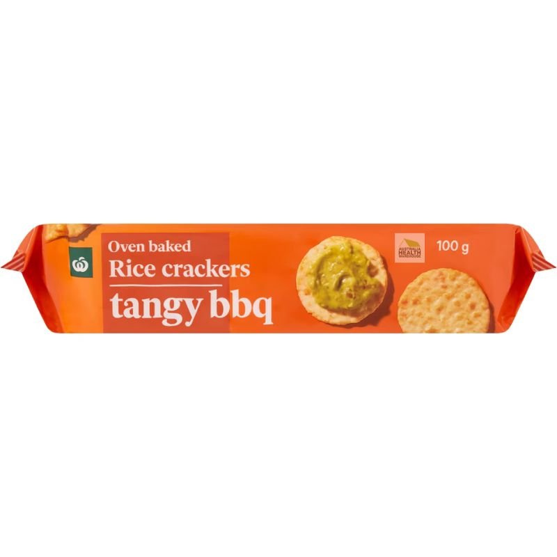 [CLEAREANCE Expiry: 25/07/2026] Woolworths Tangy BBQ Rice Crackers 100g