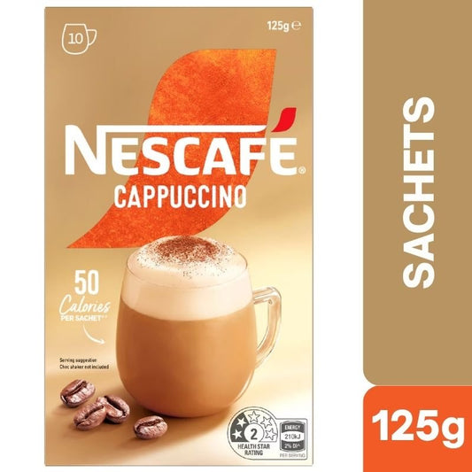 [Expiry Date: 06/2027] Nescafe Cappuccino Coffee Sachets 10 Pack