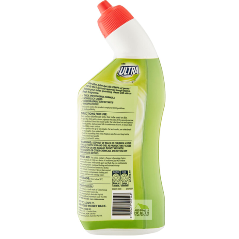 [Expiry Date: 30/08/2026] Coles Ultra Toilet Gel Citrus Fresh 700mL