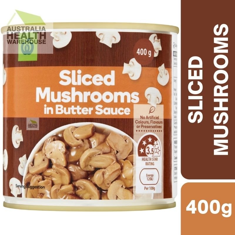 [Expiry: 01/04/2027] Woolworths Mushrooms In Butter Sauce 400g