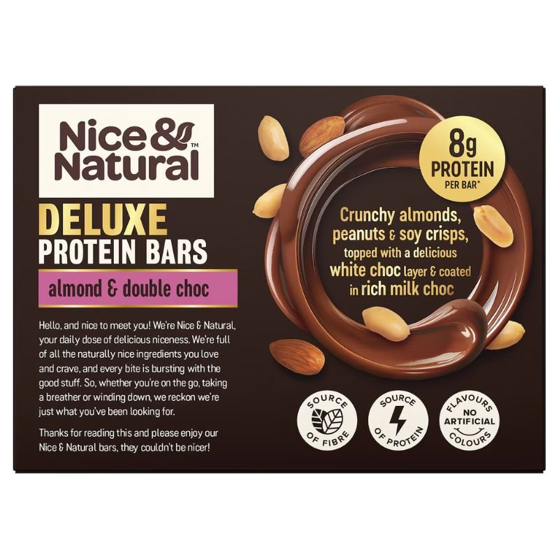 [Expiry Date: 09/12/2026] Nice & Natural Deluxe Protein Bars Almond & Double Choc 5 Pack 200g