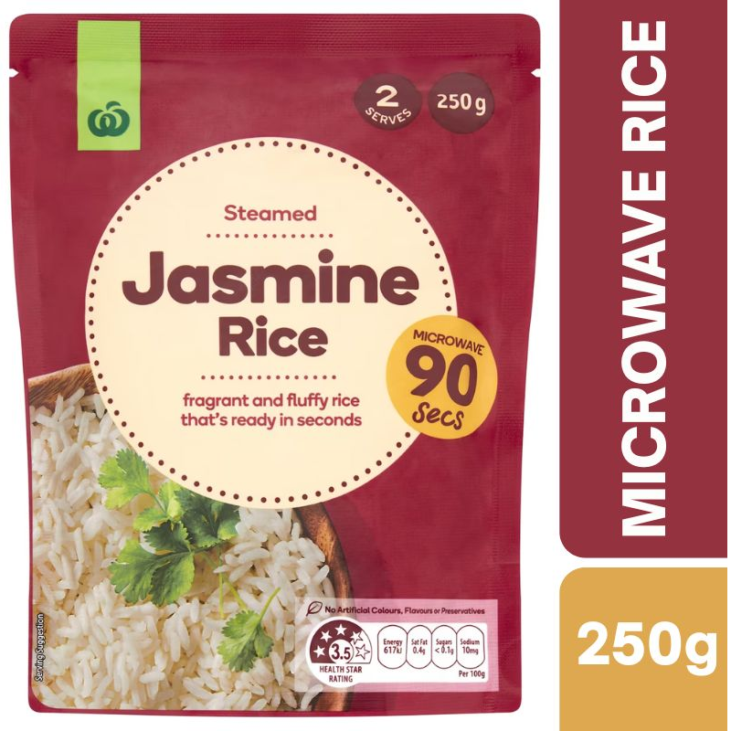 [Expiry Date: 04/09/2026] Woolworths Microwave Jasmine Rice 250g