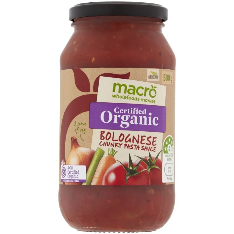 [Expiry Date: 20/01/2028] Woolworths Macro Organic Bolognese Chunky Pasta Sauce 500g